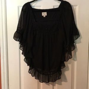 Sheer black feminine blouse